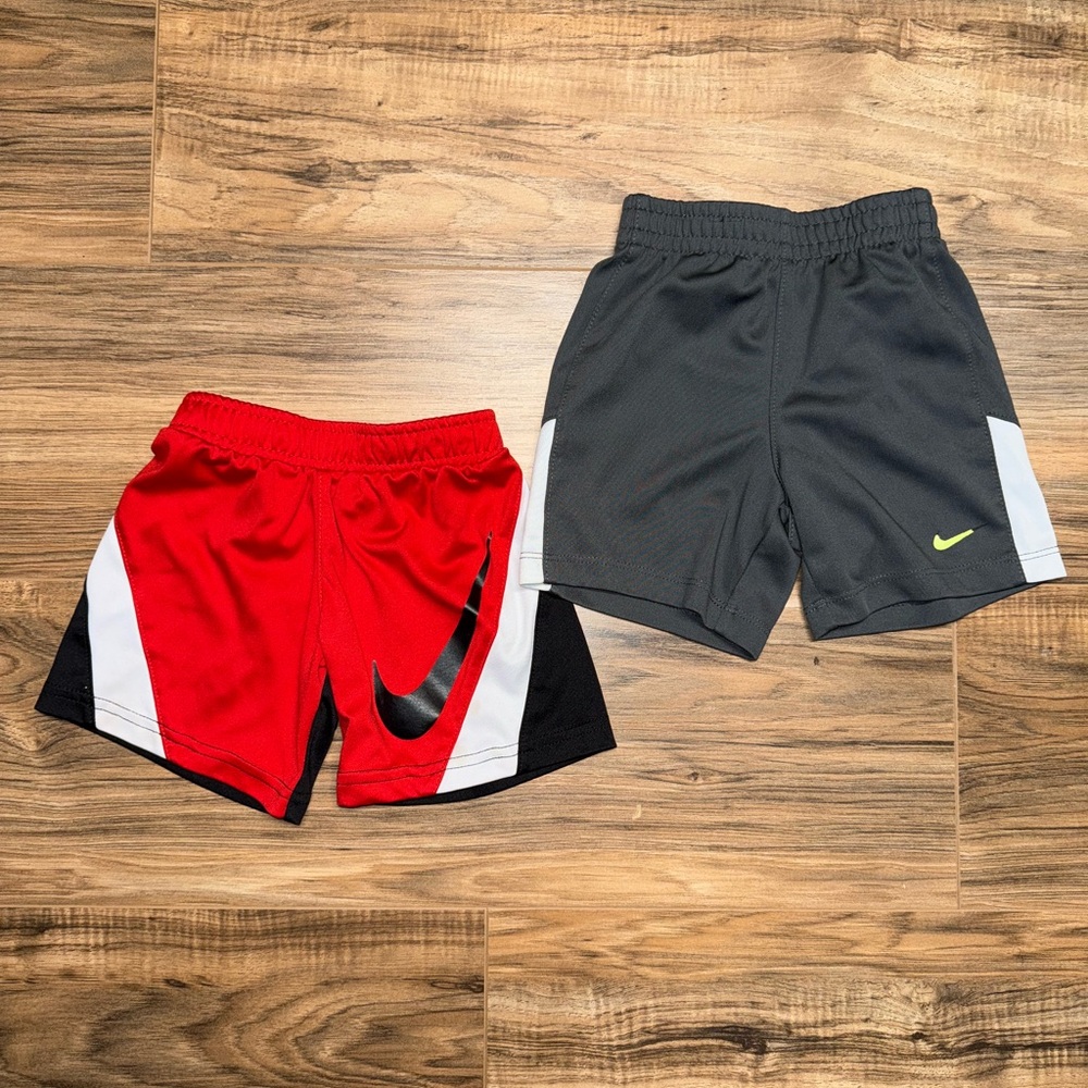 Nike Kids' Red and Gray Shorts Duo